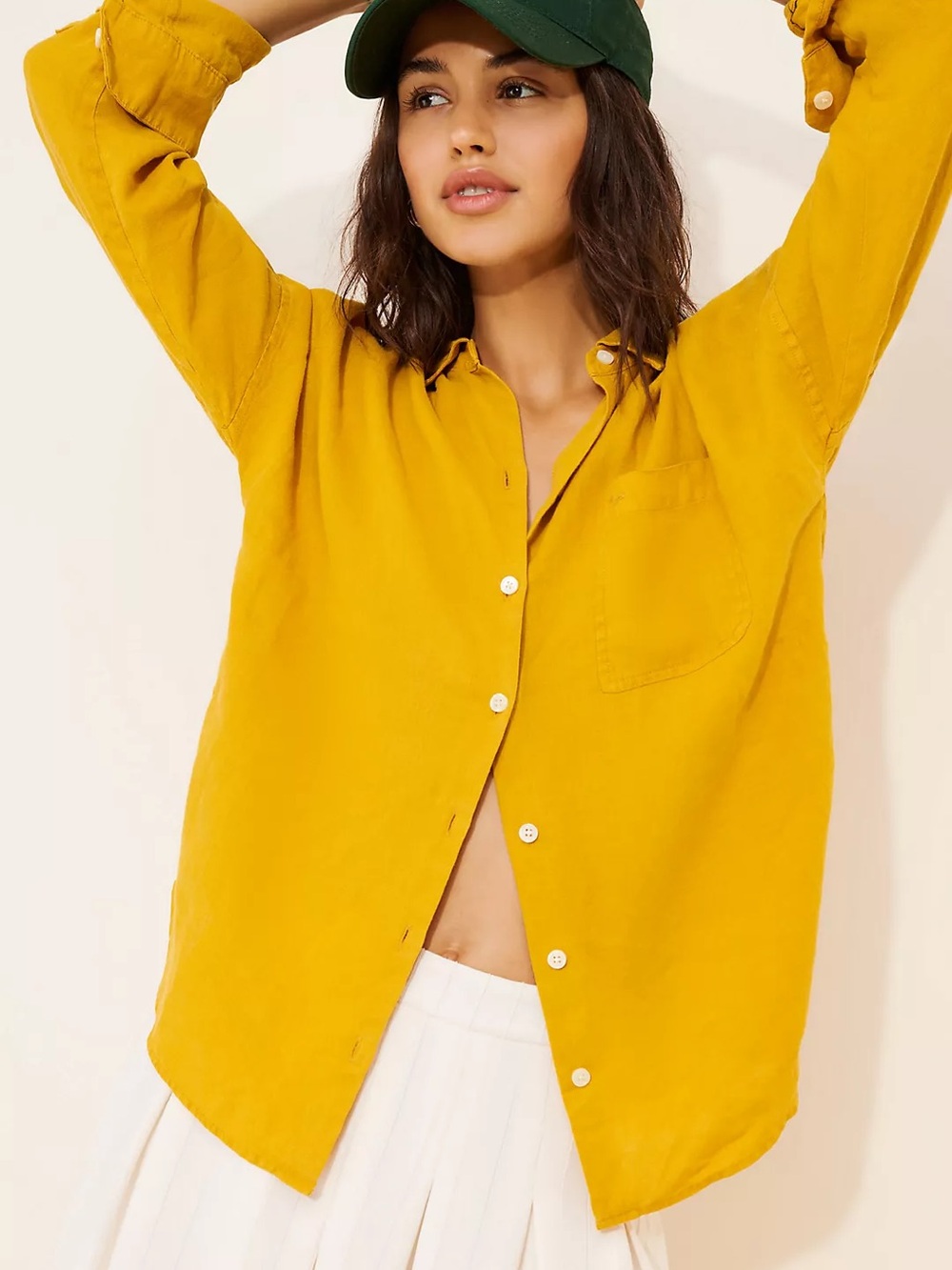 Alex Mill 100% Linen Mustard Relaxed Button-Down Shirt